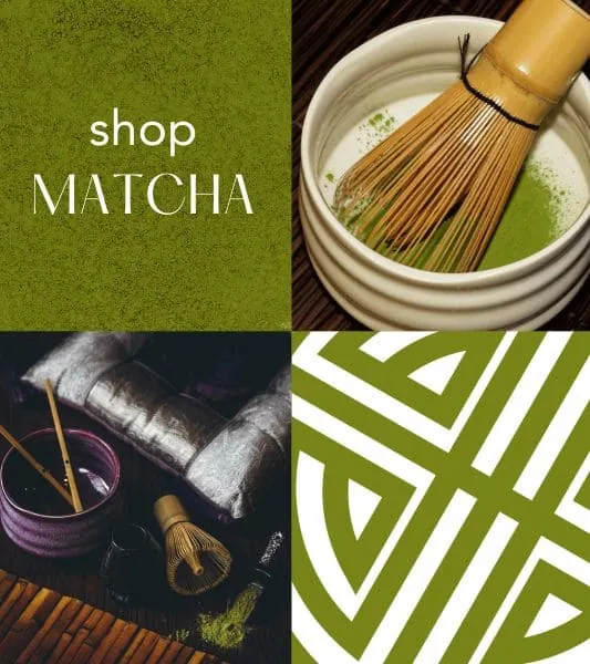 t leaf T matcha banner: a bamboo whisk in a bowl of whisked matcha