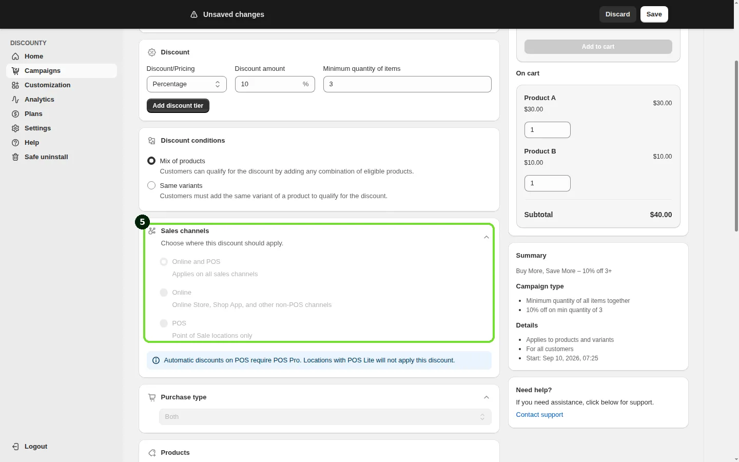 Screenshot: Step 5: Choose the Sales channels