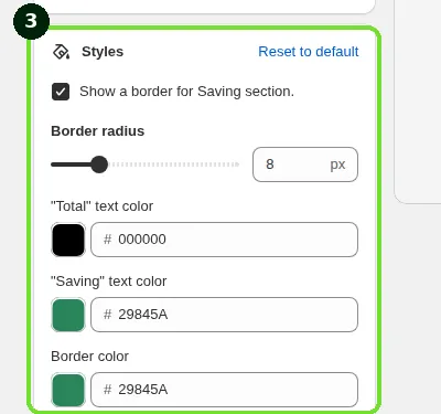 Screenshot: Step 3: Customize the styles