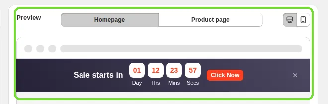 Screenshot: Customize your timer
