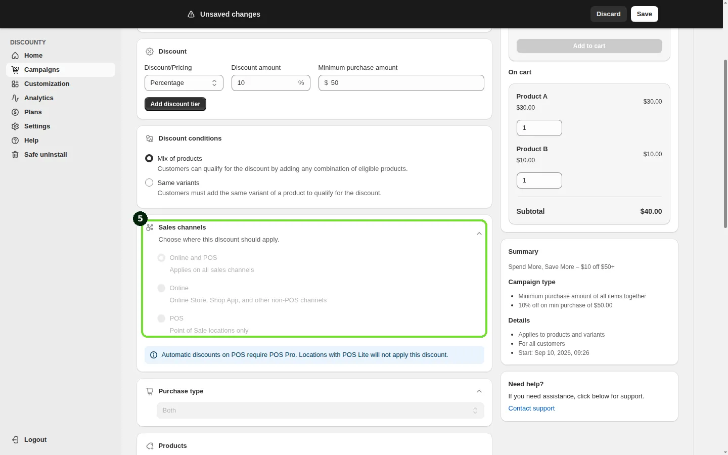 Screenshot: Step 5: Choose the Sales channels