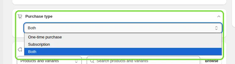 Screenshot: The three options