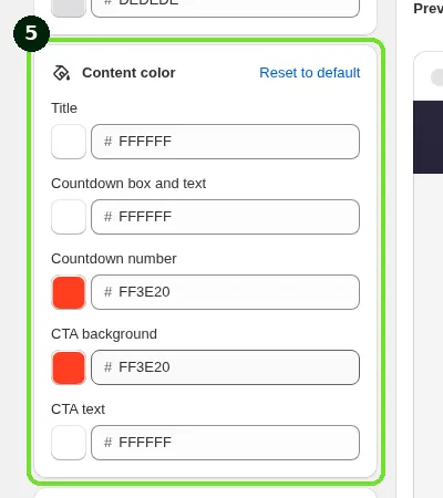 Screenshot: 4. Content color