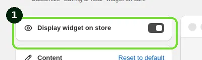 Screenshot: Step 1: Turn on the widget