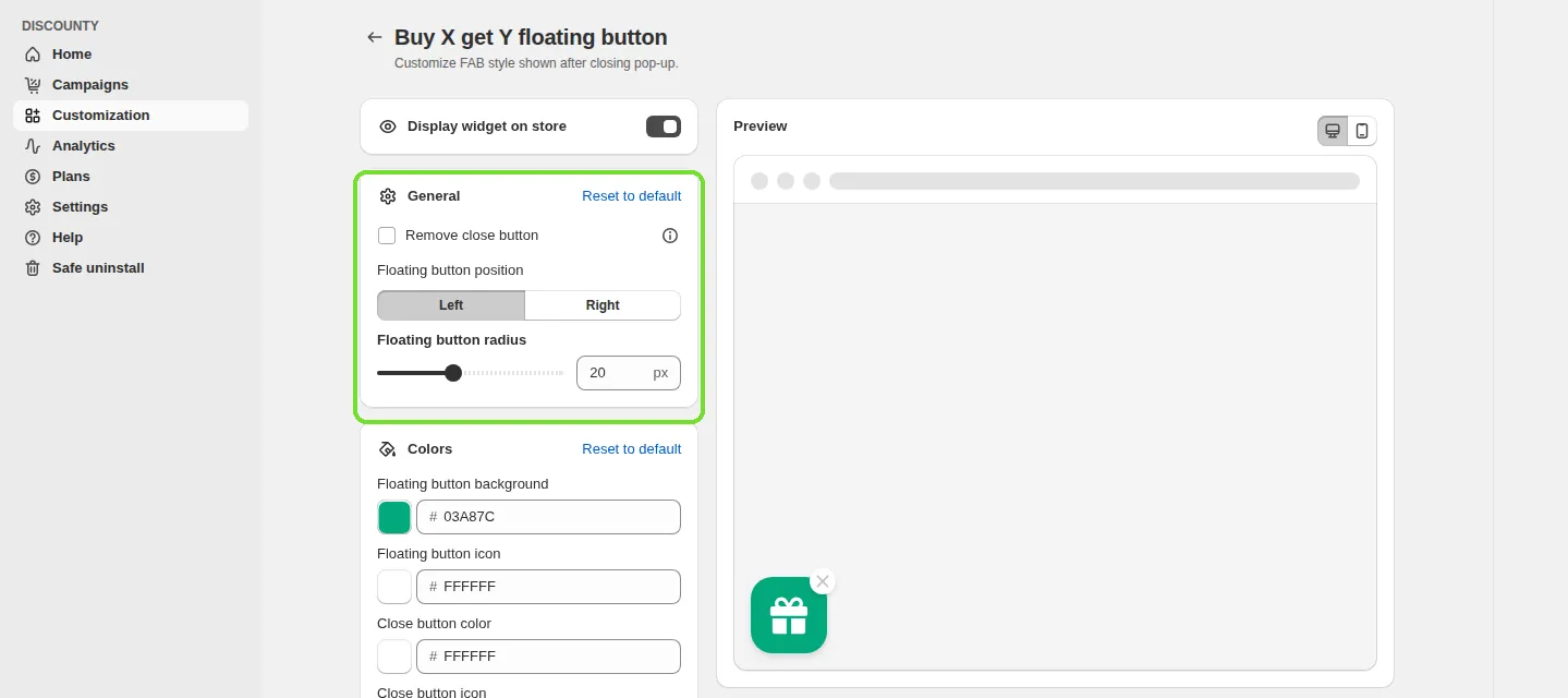 Screenshot: General