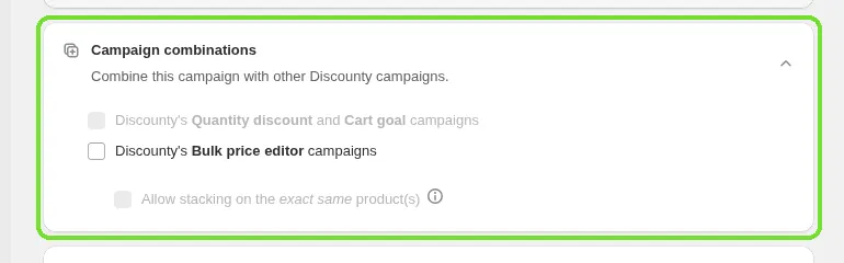 Screenshot: Quantity discount and Cart goal campaigns