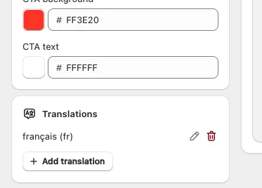 Screenshot: Removing a translation