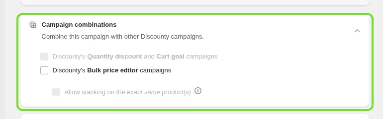Screenshot: With other Discounty campaigns