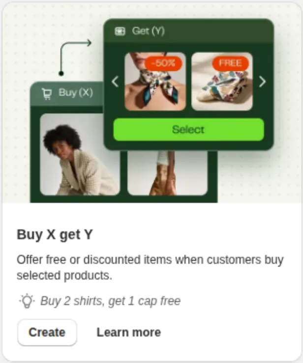 Screenshot: Buy X get Y: give a free or discounted reward