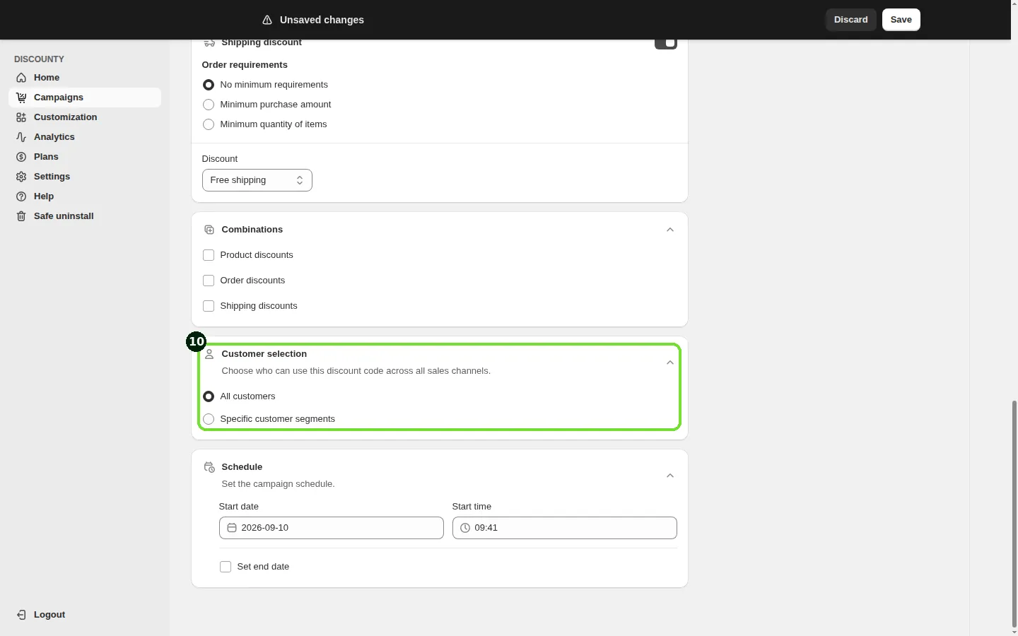Screenshot: Step 10: Choose who can use the code