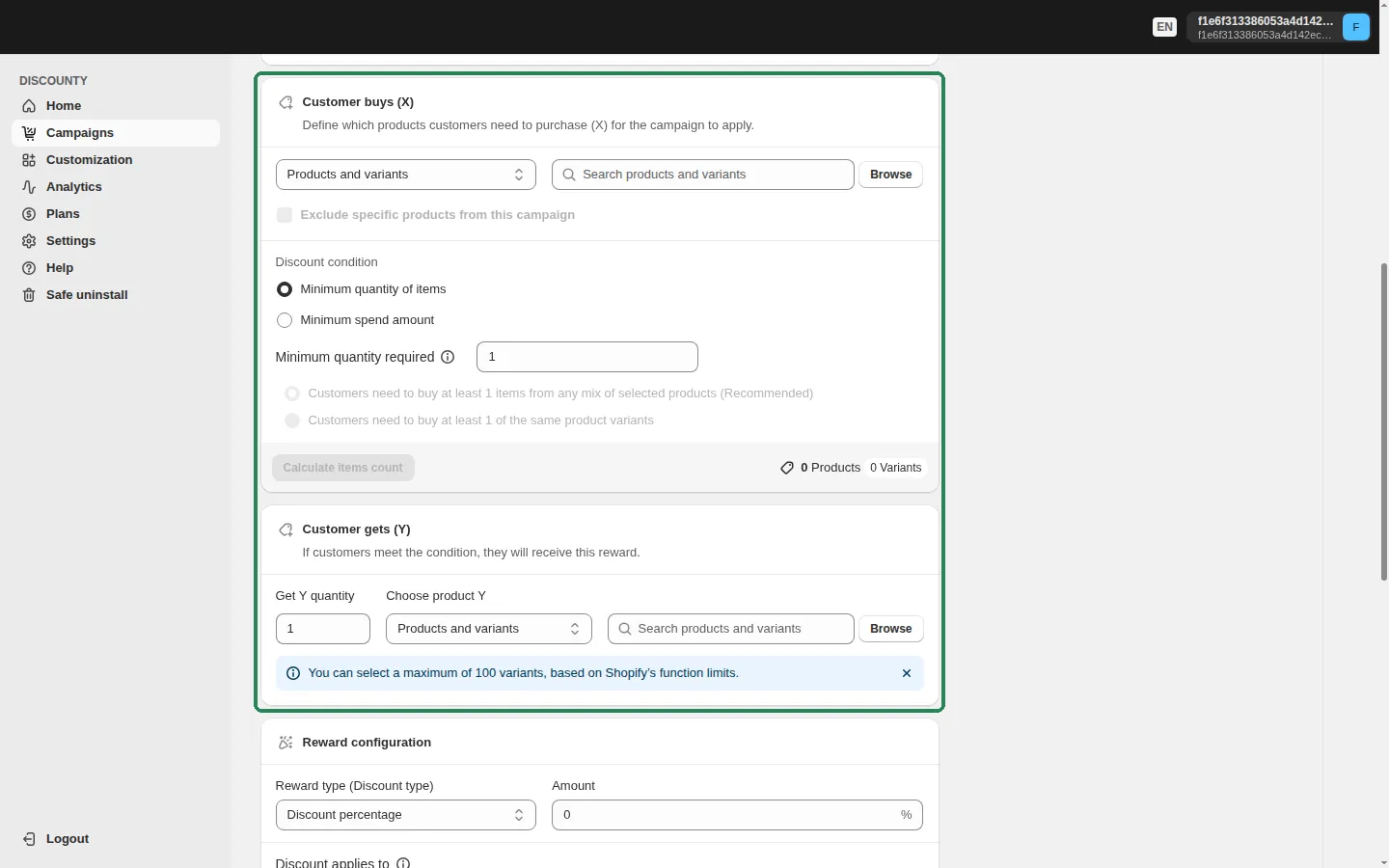 Screenshot: How do I create a Buy X get Y campaign?