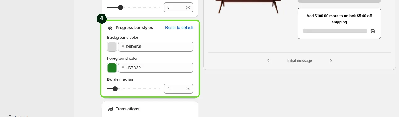 Screenshot: Step 4: Style the card and the bar