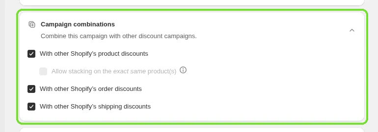 Screenshot: Buy X get Y campaign