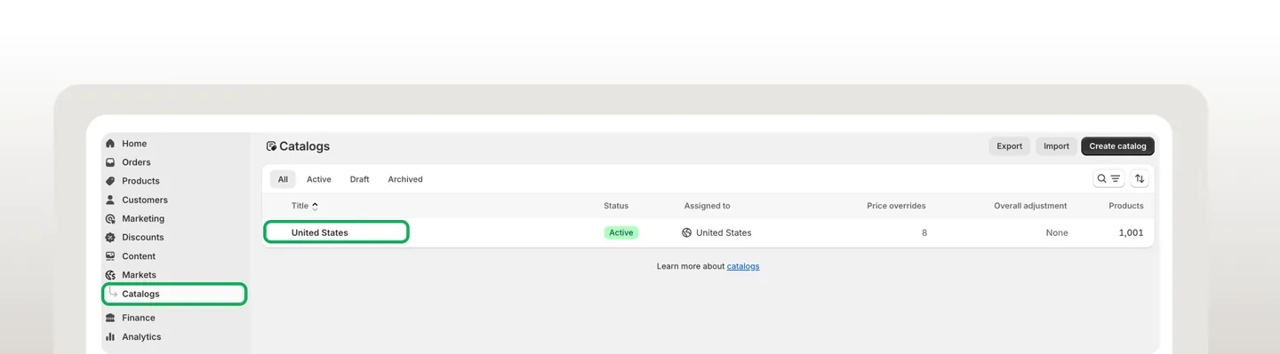 Screenshot: Newer Markets settings