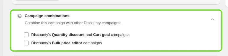 Screenshot: With other Discounty campaigns