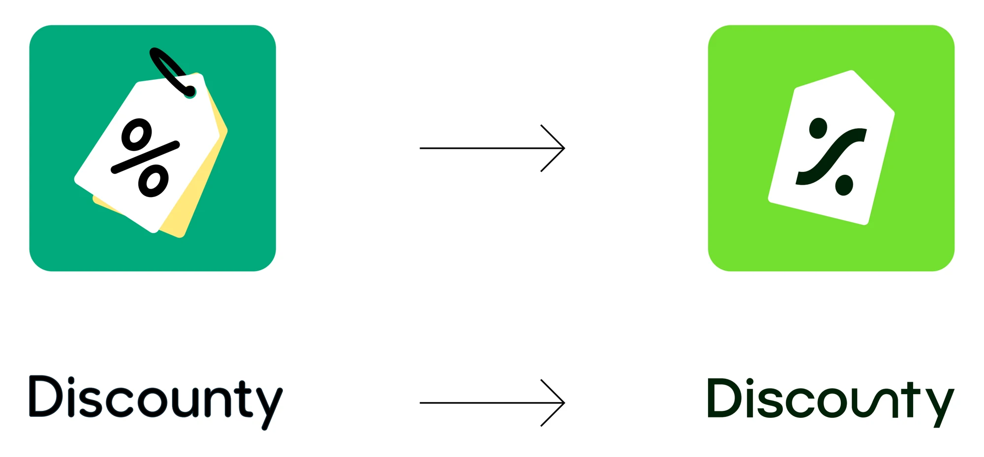 The old icon and wordmark next to the new icon and wordmark