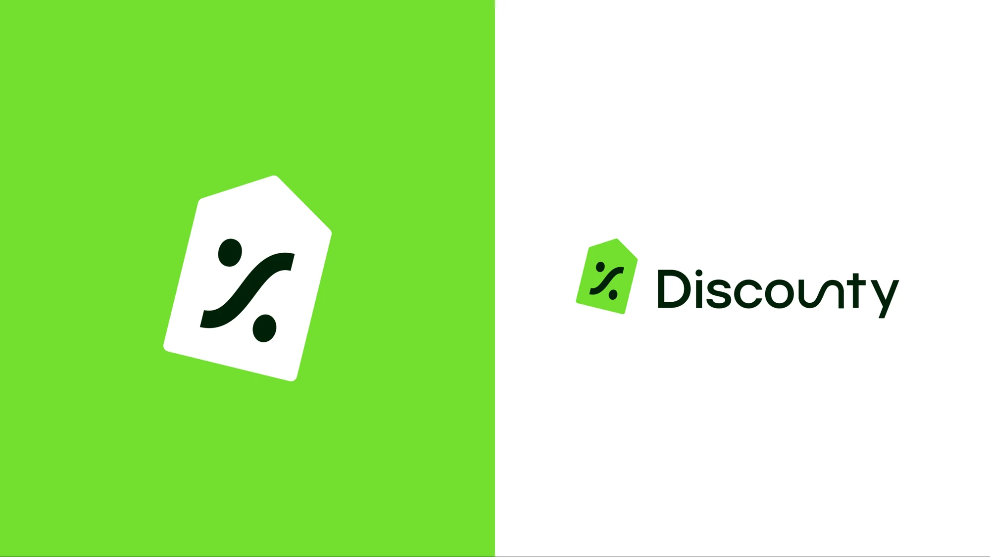 The new Discounty icon on green, and the new logo on white